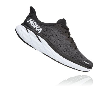 Hoka One One Clifton 8 - Adidasi Alergare Largi Dama Negrii / Albi | RO-bnGpSZ1